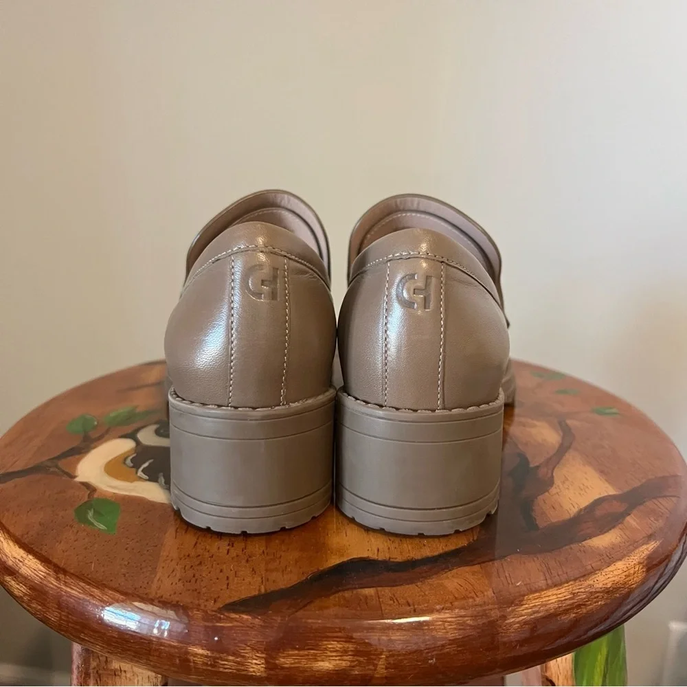 Cole Haan Slip On Leather Loafers w/ Chunky Heel - Picture 3 of 8